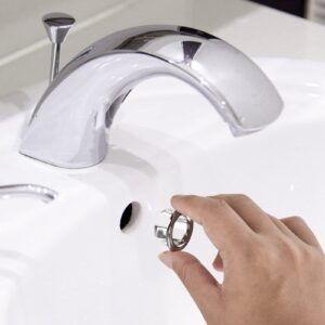 4 Pack Sink Overflow Ring Bathroom Sink Overflow Trim Ring Round Hole Cover for Bathroom Kitchen Sink Basin Trim Overflow Cover