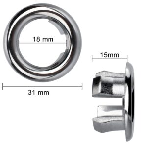 4 Pack Sink Overflow Ring Bathroom Sink Overflow Trim Ring Round Hole Cover for Bathroom Kitchen Sink Basin Trim Overflow Cover