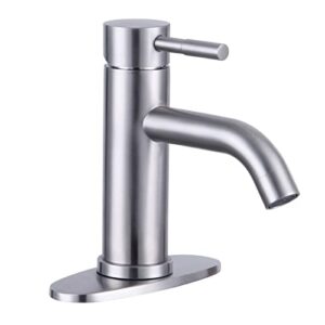 woen-flow brushed nickel bathroom faucet sink faucets vanity vessel faucet & deck plate 1 or 3 hole washroom taps lavatory faucet stainless steel cupc certified single hole handle