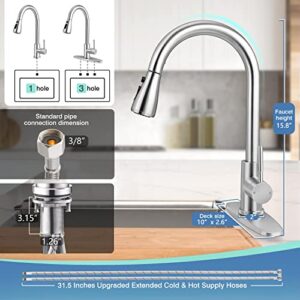 Homikit Kitchen Faucet with 2 Sprayer, Pull Down Kitchen Sink Faucets Brushed Nickel, 18/10 Stainless Steel Single Handle Kitchen Farmhouse RV Bar Laundry Sink Faucet Drip Free