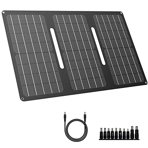 Portable Solar Panel with 15V DC Output, 30W Foldable Solar Charger for Solar Generator,10 in 1 Connectors, DC to DC Cable, Waterproof IP65 for Outdoor Camping RV Road Trip Off Grid Life