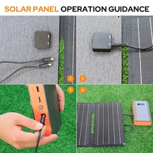 Portable Solar Panel with 15V DC Output, 30W Foldable Solar Charger for Solar Generator,10 in 1 Connectors, DC to DC Cable, Waterproof IP65 for Outdoor Camping RV Road Trip Off Grid Life
