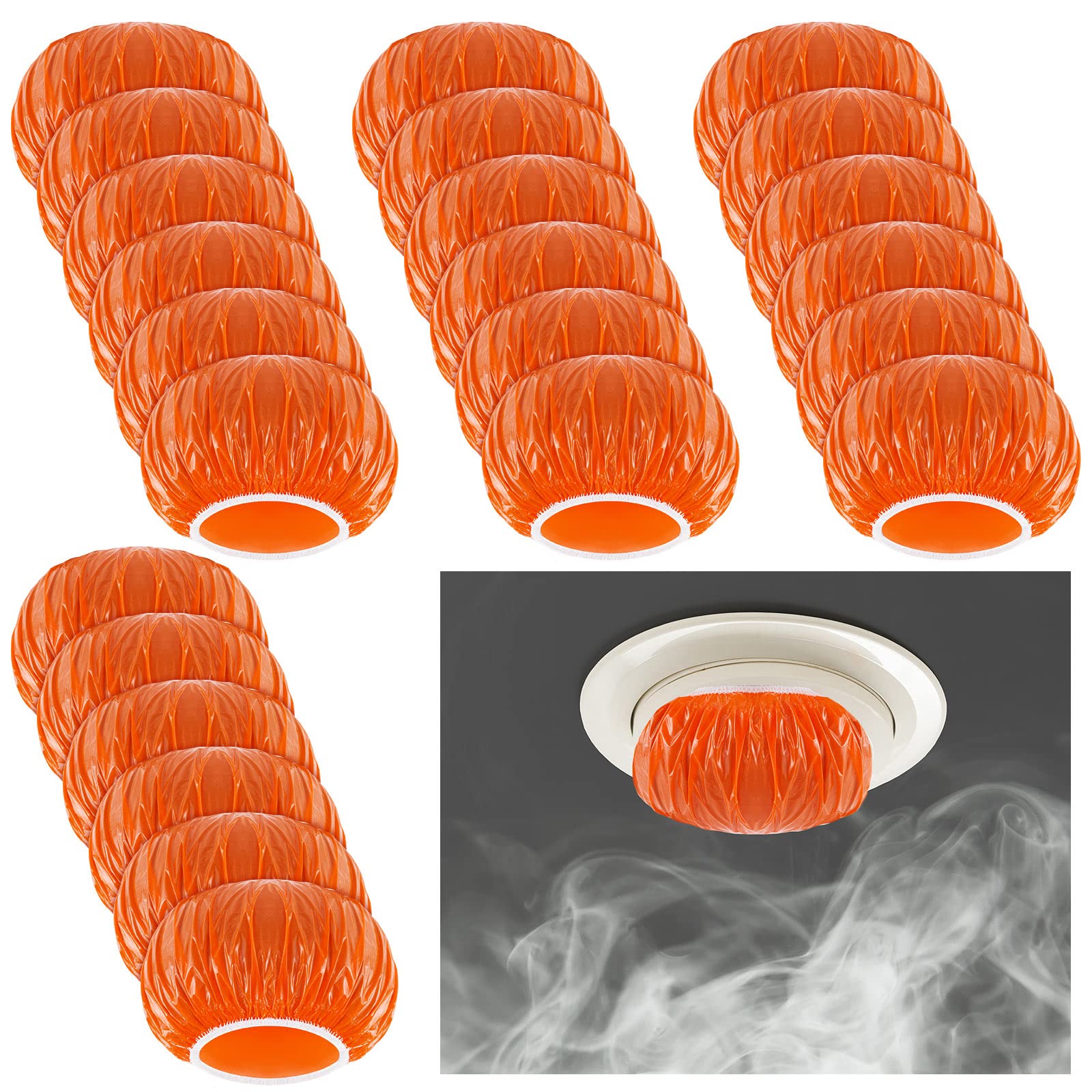 Smoke Detector Fire Alarm Dust Cover Paint Cover Thicken Elastic Smoke Detector Cover Stretch Plastic Fire Alarm Cover During Cooking or Baking, Orange (24)