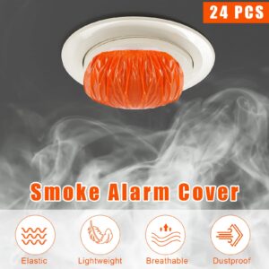 Smoke Detector Fire Alarm Dust Cover Paint Cover Thicken Elastic Smoke Detector Cover Stretch Plastic Fire Alarm Cover During Cooking or Baking, Orange (24)