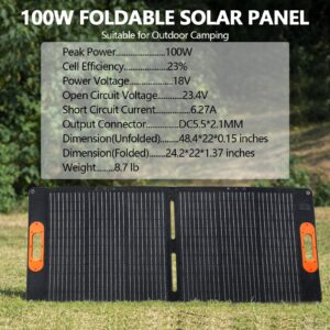 ALLWEI 500W Solar Generator(1000W Peak) with 100W Portable Solar Panel, 461Wh Portable Power Station, 3 USB-C Port PD60W, 2 AC Outlet, Solar Power Generator for Outdoor RV Camping CPAP Emergency