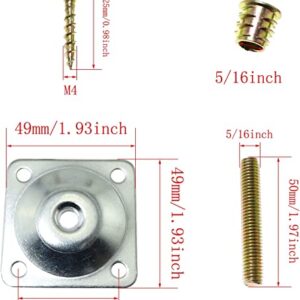 TAODAN 4 Set Furniture Leg Mounting Plates Leg Attachment Plates with Hanger Bolts Screws for Furniture Repair Sofa Table Chair Couch