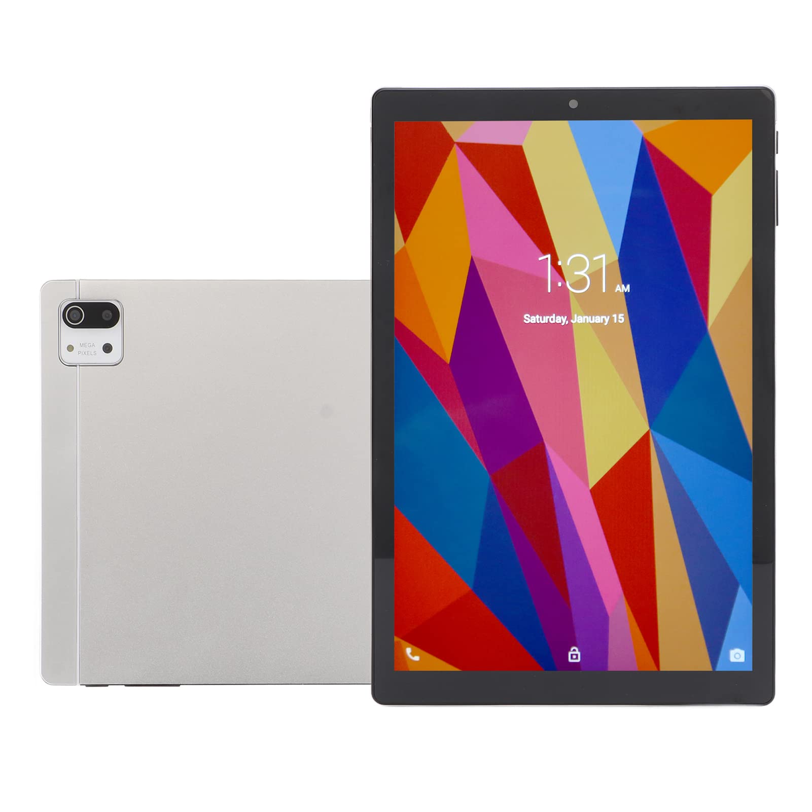 10.1 Inch Tablet, Android11 2.4 5G WiFi Silver Tablet MT6592 8 Core CPU Home Dual Camera (US Plug)
