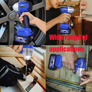 Cordless Impact Wrench 1/2 inch，420N.m Max Torque, Brushless Power Impact Gun, 6.0Ah Li-ion Battery with Fast Charger, 4Pcs Sockets, Electric Impact Driver for Car Home