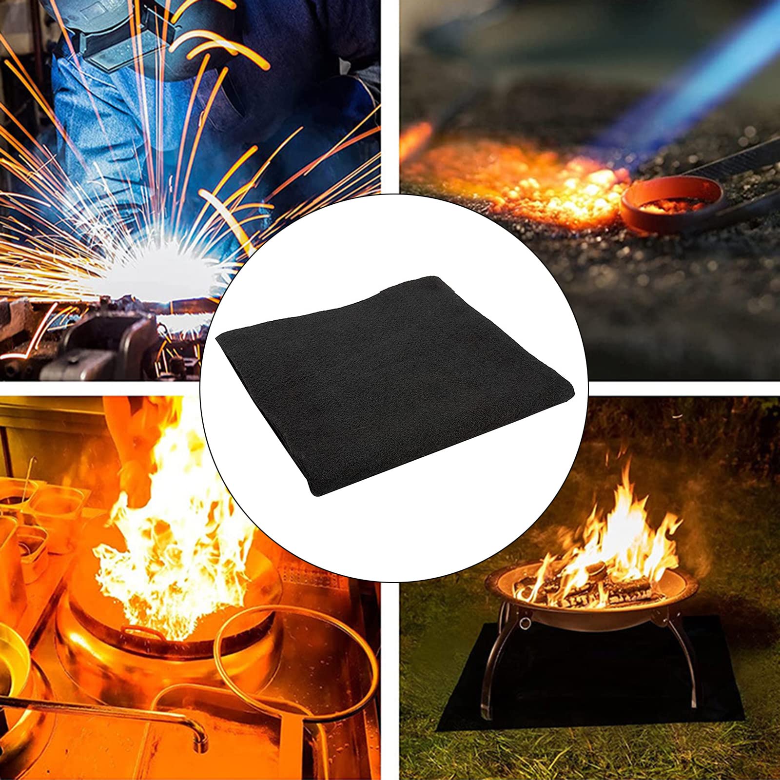 T-HOT High Temp Felt Carbon Fiber Welding Blanket Black Flame Resistant High Heat Fabric Mat Pad for Soldering Welder 12x12inch/36x36inch Insulated Welding Blanket Fireproof