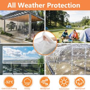 Tubtoken Clear PVC Tarpaulins 8 x 8 FT,20 Mil Heavy Duty Waterproof Wind-Proof Transparent Vinyl Tarp for Patio Pergola Garden Canopy Rainproof Anti-Tear PVC Thick Cover with Grommets(8 x 8 FT)