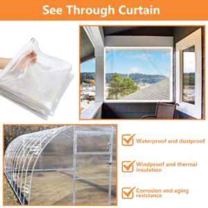 Tubtoken Clear PVC Tarpaulins 8 x 8 FT,20 Mil Heavy Duty Waterproof Wind-Proof Transparent Vinyl Tarp for Patio Pergola Garden Canopy Rainproof Anti-Tear PVC Thick Cover with Grommets(8 x 8 FT)