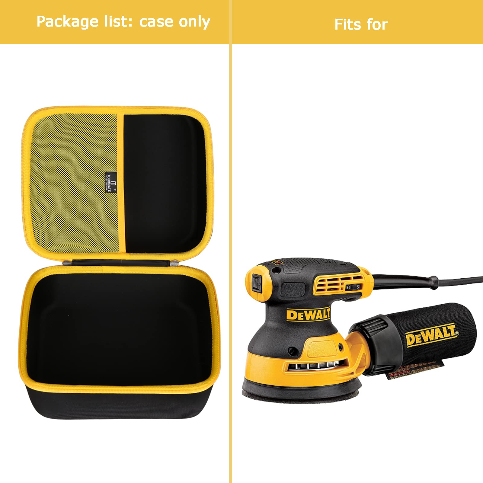 Tourmate Hard Travel Case Compatible with DEWALT Random Orbit Sander (DWE6423) / DEWALT Palm Sander (DWE6411K), Case Only