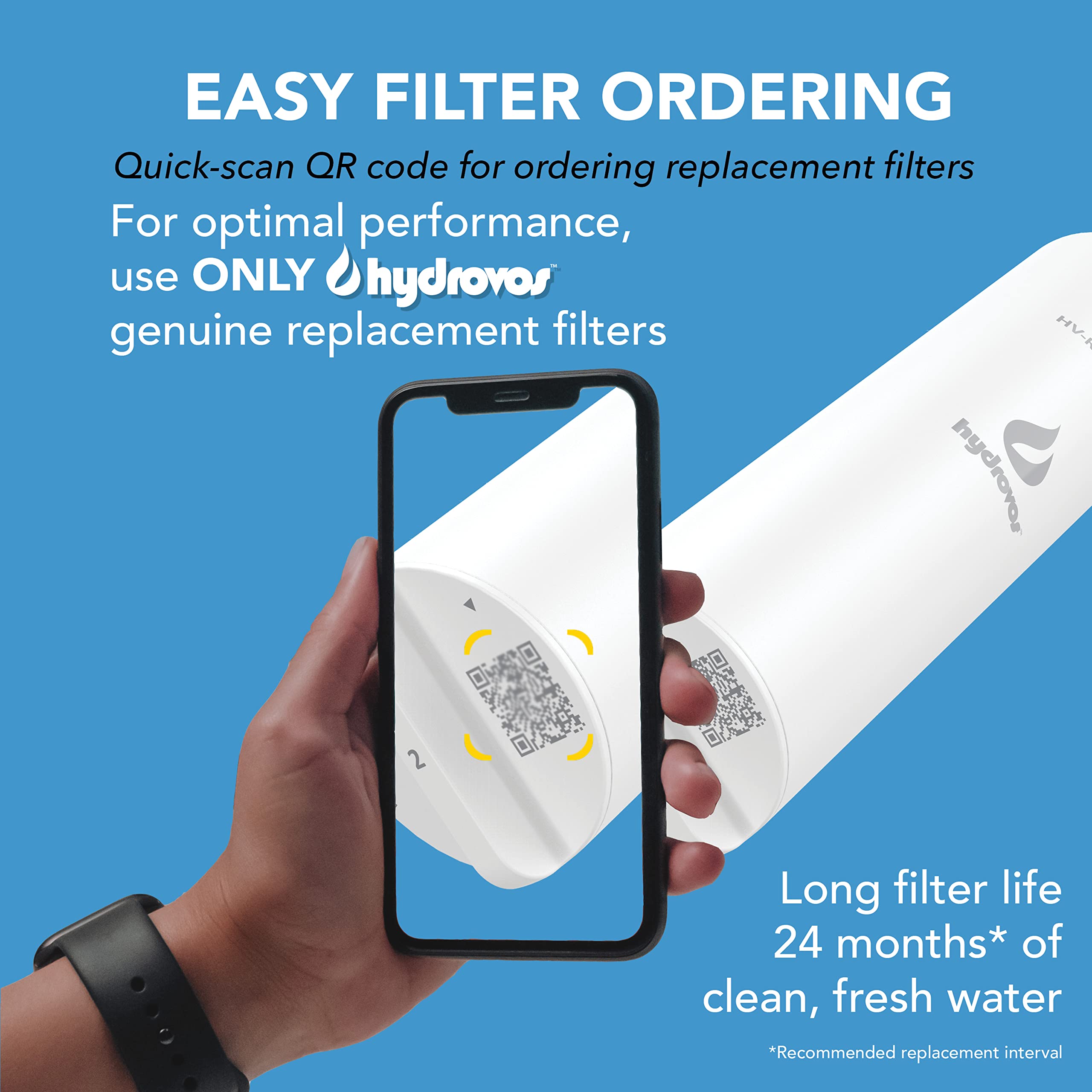 HYDROVOS HV-RO1400-ROM Filter, Replacement Cartridge #2 Fits Only HV-RO1400-OD Tankless Reverse Osmosis System, 2 Years Filter Life, Easy DIY Filter Changes, Reduces Over 95% Dissolved Contaminants