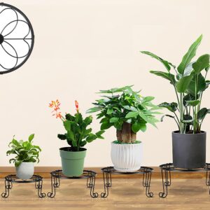 5 Pack Metal Plant Stands for Indoor Outdoor Plants, Heavy Duty Flower Pot Stands, Black Rustproof Iron Planter Holder, Round Garden Container Plant Rack, Potted Plant Shelf for Garden Home Corner