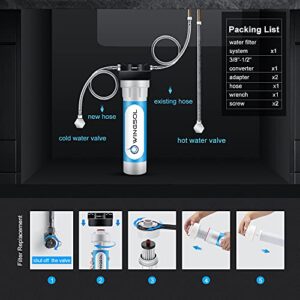 Wingsol Jumbo Under Sink Water Filter Replacement, Reduce 99.99% Lead, Arsenic, Chlorine, Remineralize & Alkalize Water, 10K Gallons Long-lasting, 5-in-1, Compatible with WS-US-001 Jumbo advanced (F)