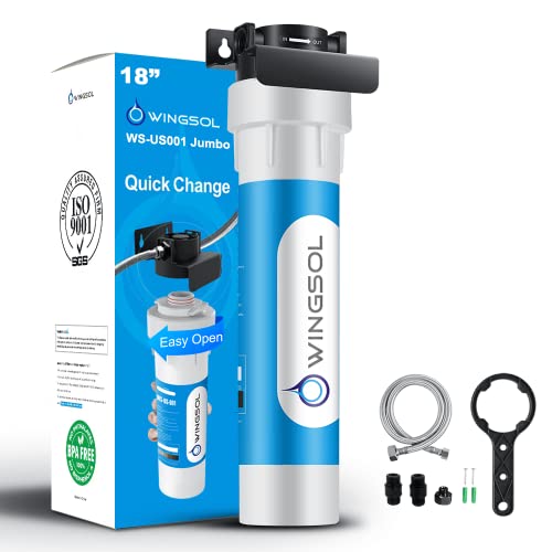 Wingsol Jumbo Under Sink Water Filter Replacement, Reduce 99.99% Lead, Arsenic, Chlorine, Remineralize & Alkalize Water, 10K Gallons Long-lasting, 5-in-1, Compatible with WS-US-001 Jumbo advanced (F)