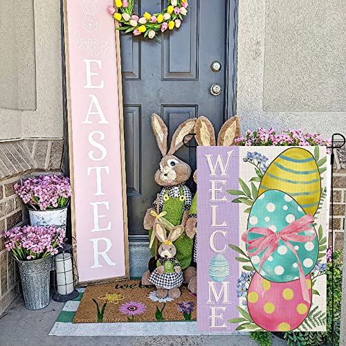 CROWNED BEAUTY Easter Eggs Garden Flag 12x18 Inch Double Sided for Outside Burlap Small Polka Dots Welcome Yard Holiday Flag