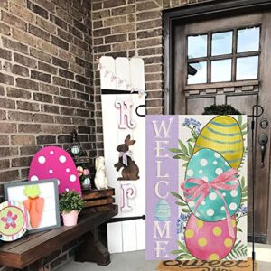 CROWNED BEAUTY Easter Eggs Garden Flag 12x18 Inch Double Sided for Outside Burlap Small Polka Dots Welcome Yard Holiday Flag