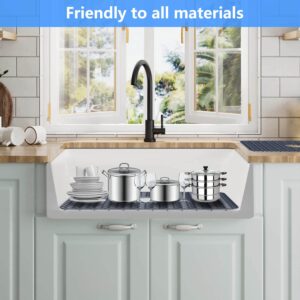 Kitchen Sink Mats Can be Sheared, JIUBAR 29.5"X15" sink protectors for kitchen sink with Rear Drain or Center Drain for Bottom of Farmhouse Stainless Steel Porcelain Sink