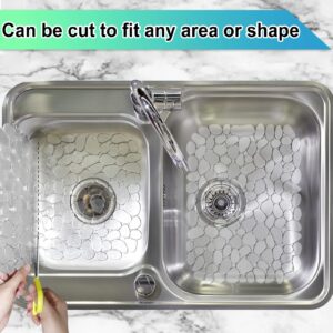 2 Pack Kitchen Sink Mat Pebble Sink Mats for Stainless Steel Sink, PVC Eco-friendly Sink Protector for Bottom of Kitchen Sink, Porcelain, Dishes and Glassware, Fast Draining, 15.8 x 11.8 In (Clear)