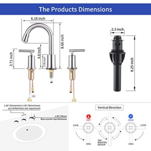 VXV LED Bathroom Faucet Brushed Nickel, 8 Inch Widespread Bathroom Sink Faucets, 2-Handle 3 Hole Bathroom Lavatory Faucet, Basin Mixer Tap Faucet, Drain Assembly Included (LED-BN)