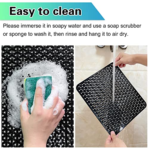 2 Pack Kitchen Sink Mat for Stainless Steel Sink, PVC Eco-friendly Sink Protector for Bottom of Kitchen Sink, Dishes and Glassware, Fast Draining, Triangular Hole Design, 12.6 x 10.5 Inches (Black)