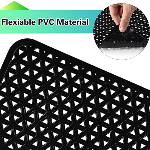 2 Pack Kitchen Sink Mat for Stainless Steel Sink, PVC Eco-friendly Sink Protector for Bottom of Kitchen Sink, Dishes and Glassware, Fast Draining, Triangular Hole Design, 12.6 x 10.5 Inches (Black)