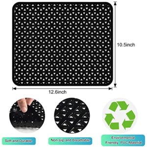 2 Pack Kitchen Sink Mat for Stainless Steel Sink, PVC Eco-friendly Sink Protector for Bottom of Kitchen Sink, Dishes and Glassware, Fast Draining, Triangular Hole Design, 12.6 x 10.5 Inches (Black)