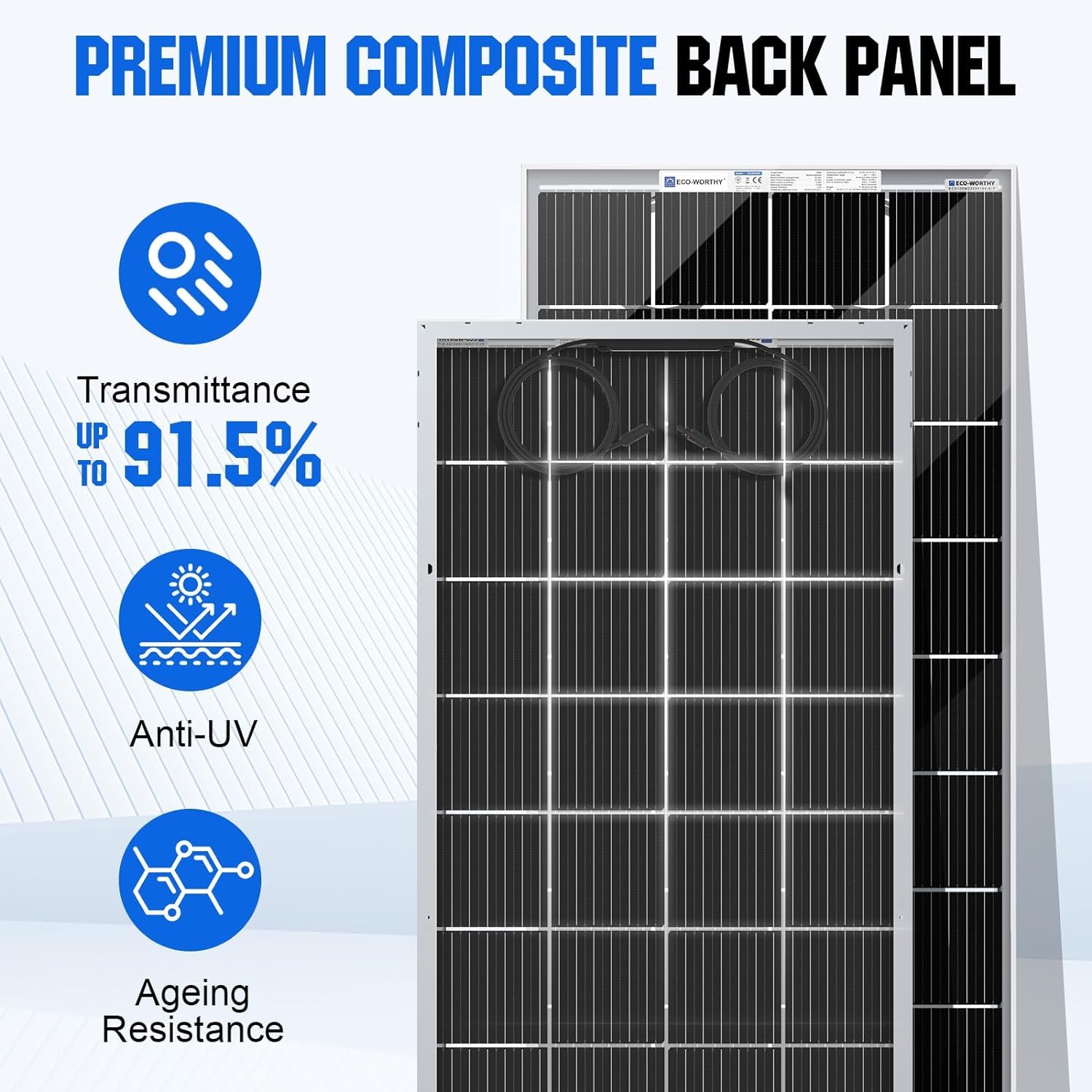 ECO-WORTHY 1.6KWH Complete Solar Panel Kit 400W 12V for RV Off Grid: 4*100W Bifacial Solar Panel + 40A MPPT Controller + 2*12V 100Ah Lithium Battery + Upgraded 2000W Power Inverter + Bluetooth Module