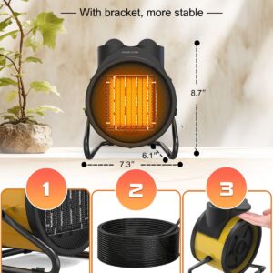 Outdoor Patio Heater - 1500W PTC Electric Garage Heater with Thermostat, 2S Fast Heating Ceramic Heater, 3 Modes Portable Small Fan Heaters for Patio, Garage, Greenhouse and Indoor Use