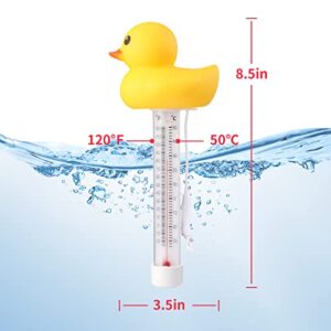 2 Packs Floating Pool Thermometer, Cute Yellow Duck Design Accurate Readings for Water Temperature, Shatter Resistant with String for Aquarium Thermometer for Outdoor & Indoor Swimming Pools