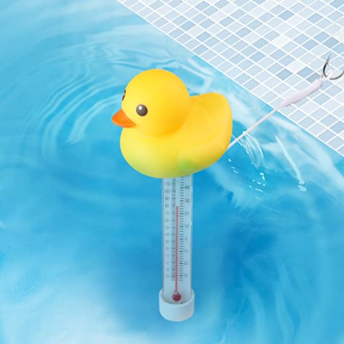 2 Packs Floating Pool Thermometer, Cute Yellow Duck Design Accurate Readings for Water Temperature, Shatter Resistant with String for Aquarium Thermometer for Outdoor & Indoor Swimming Pools