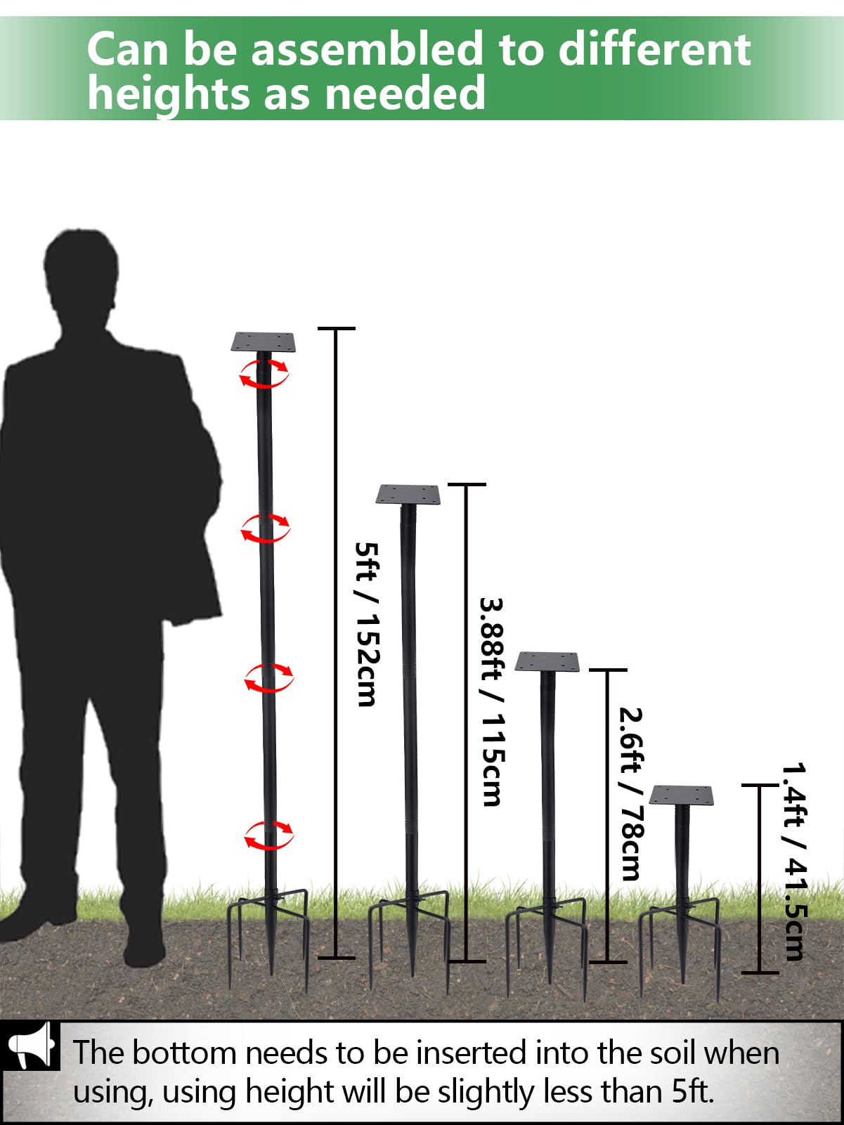 Upgraded Thicken Bird Feeder Pole for Outdoors - Easy to Assemble Heavy-Duty Bird House Stand for Blue Bird, 60in 5 Prongs Base Adjustable Stand Pole Mount Kit