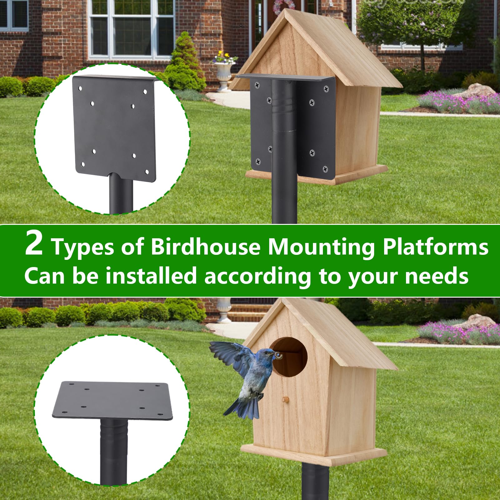 Upgraded Thicken Bird Feeder Pole for Outdoors - Easy to Assemble Heavy-Duty Bird House Stand for Blue Bird, 60in 5 Prongs Base Adjustable Stand Pole Mount Kit