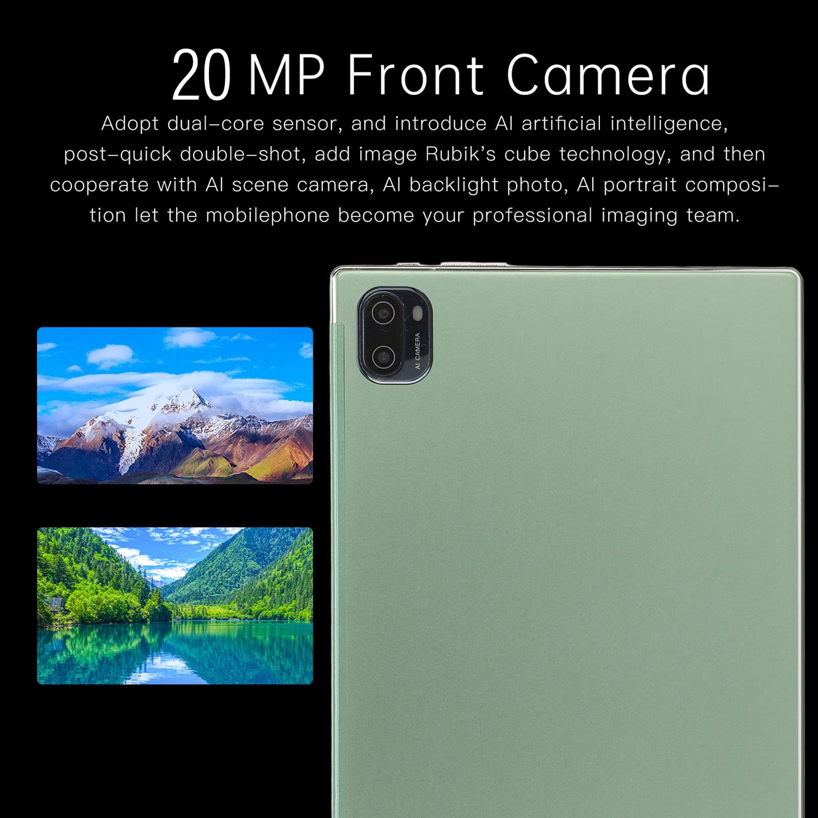 10.1in 11 Tablet PC, 8GB RAM 256GB ROM,128GB Expand, 2.5D Curved IPS HD Touch Screen, 8MP 20MP Cameras, 2.4/5GWiFi, Dual SIM Calling Tablet, 6000mAh, Green