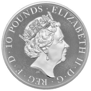 2023 No Mintmark Rare 2023 U.K. 10 Pound 10 oz Silver Tudor Beast Yale of Beaufort $10 The Royal Mint Ungraded