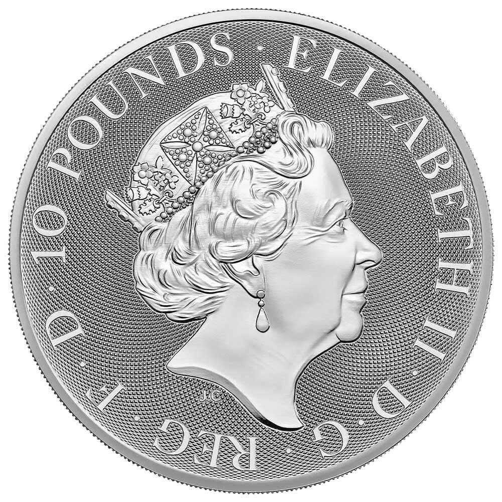 2023 No Mintmark Rare 2023 U.K. 10 Pound 10 oz Silver Tudor Beast Yale of Beaufort $10 The Royal Mint Ungraded