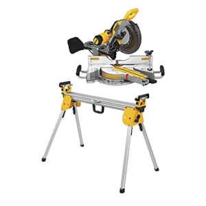 dewalt dws779-dwx724 120v 15 amp double-bevel sliding 12-in corded compound miter saw with compact stand bundle