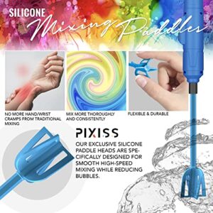 Epoxy Resin Mixer Silicone Paddles - 12 Reusable Pixiss Multipurpose Bidirectional Paint Stirrer for Drill Epoxy & Paint Mixer Drill Attachment - Paint Stirrers Epoxy Stirrer - Paint Mixer for Drill