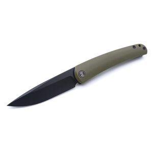 m miguron knives akri front flipper folding knife 3.5" black pvd 14c28n blade green g10 handle pocket knife mgr-801gn