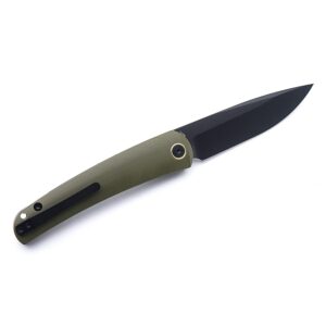 M Miguron knives Akri Front Flipper Folding Knife 3.5" Black PVD 14c28n Blade Green G10 Handle Pocket Knife MGR-801GN