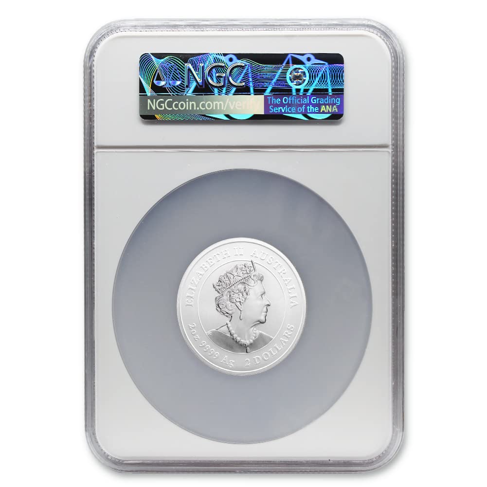 2023 P 2 oz Silver Australian Lunar Series III Year of the Rabbit Coin MS-70 (First Releases - Lunar Label) $2 NGC MS70