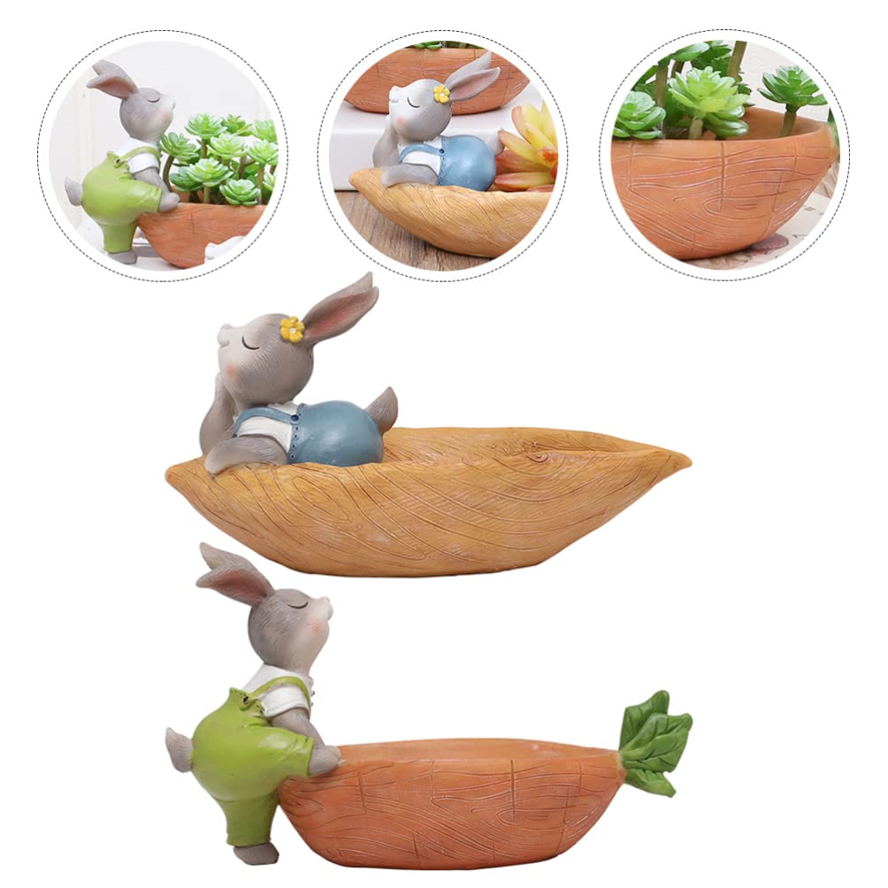 VOSAREA Office Decor 2pcs Rabbit Succulent Pot Small Animal Planter Pots Resin Plant Pot Cute Cartoon Garden Pots Handmade Bonsai Pot Plant Stand Container for Easter Party Decor B Outdoor Decor