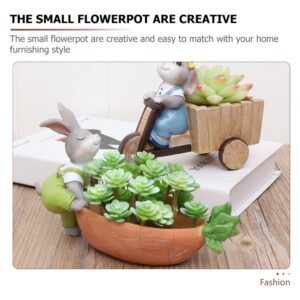 VOSAREA Office Decor 2pcs Rabbit Succulent Pot Small Animal Planter Pots Resin Plant Pot Cute Cartoon Garden Pots Handmade Bonsai Pot Plant Stand Container for Easter Party Decor B Outdoor Decor