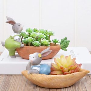 VOSAREA Office Decor 2pcs Rabbit Succulent Pot Small Animal Planter Pots Resin Plant Pot Cute Cartoon Garden Pots Handmade Bonsai Pot Plant Stand Container for Easter Party Decor B Outdoor Decor