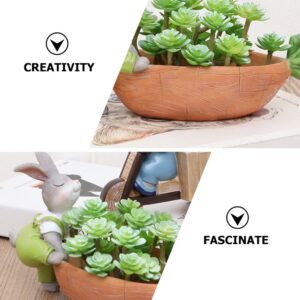 VOSAREA Office Decor 2pcs Rabbit Succulent Pot Small Animal Planter Pots Resin Plant Pot Cute Cartoon Garden Pots Handmade Bonsai Pot Plant Stand Container for Easter Party Decor B Outdoor Decor