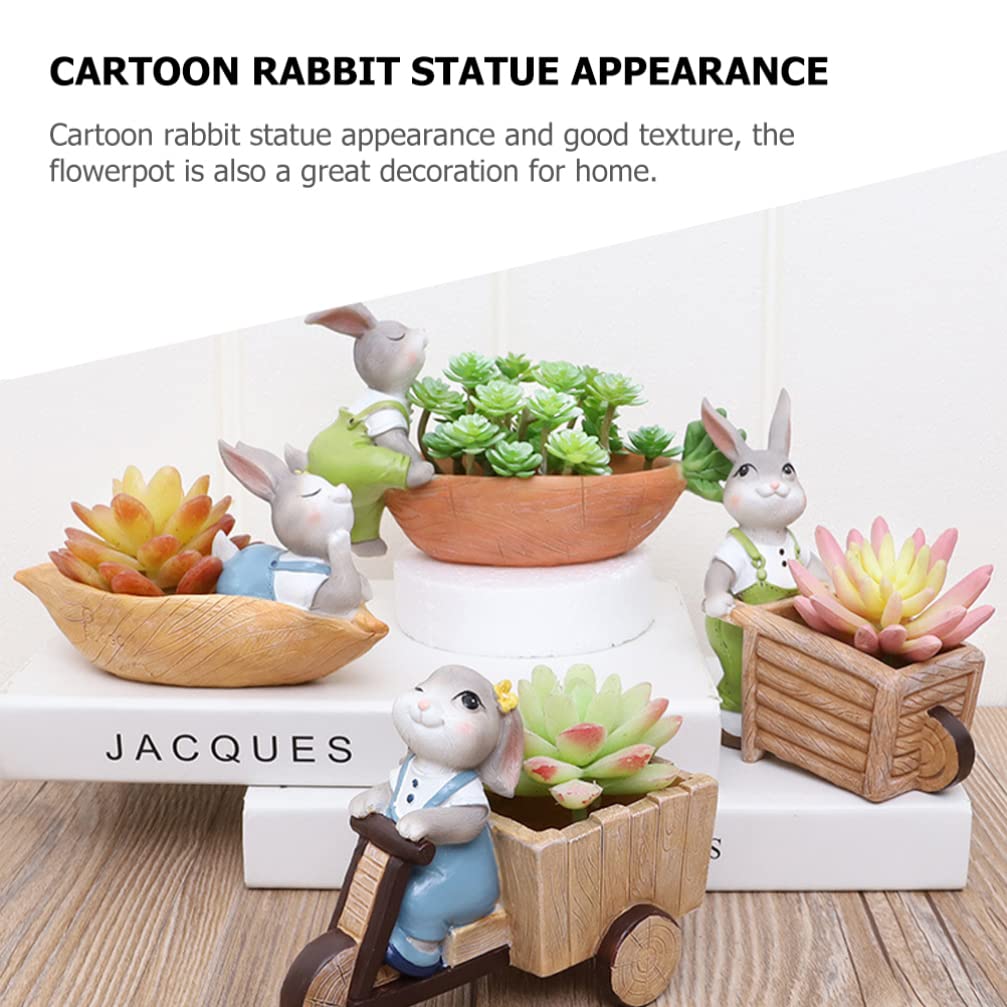 VOSAREA Office Decor 2pcs Rabbit Succulent Pot Small Animal Planter Pots Resin Plant Pot Cute Cartoon Garden Pots Handmade Bonsai Pot Plant Stand Container for Easter Party Decor B Outdoor Decor