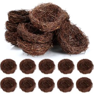 10 pcs christmas artificial bird nest decorating rattan birdhouse nest for crafts christmas thanksgiving easter decoration wedding patio garden diy terrarium and spring vignettes (5.9 inch)