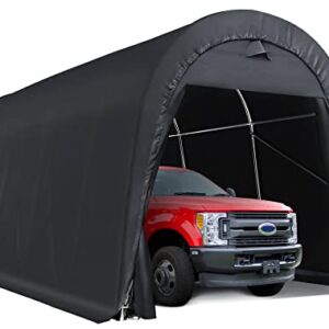 Marvoware 10' x 20’ x 9' ft Snow Resistant Heavy Duty Carport, Round Roof Storage Shed with Front & Rear Zipper Door for Full-Size Truck and Boat, Portable Garage Tent Shelter for Outdoor Use