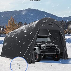 Marvoware 10' x 20’ x 9' ft Snow Resistant Heavy Duty Carport, Round Roof Storage Shed with Front & Rear Zipper Door for Full-Size Truck and Boat, Portable Garage Tent Shelter for Outdoor Use